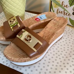 Michael Kors Warren Platform Leather Cork Sandal